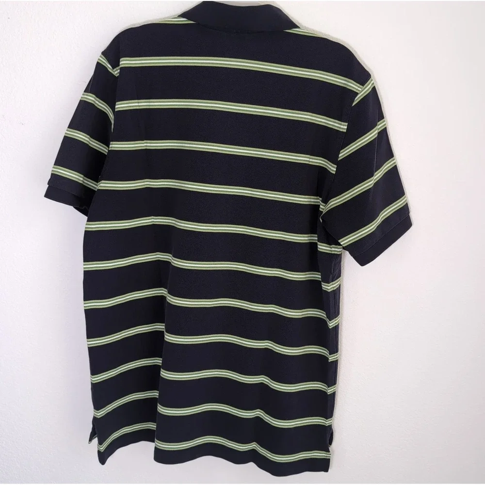 VTG Brooks Brothers 1818 Mens Performance Polo Shirt Mens XL Navy Blue Striped